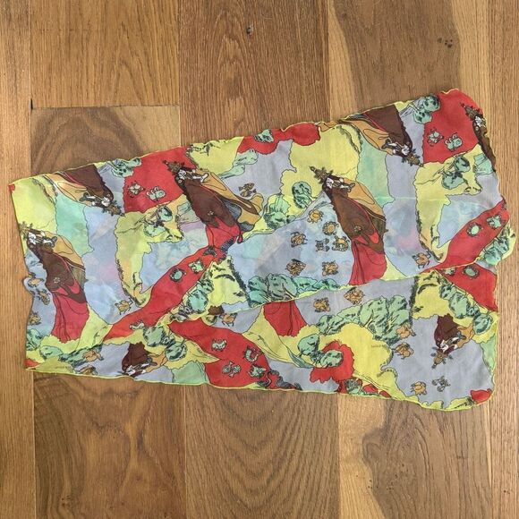 Vintage 70s Psychedelic Royal Lovers Zodiac Rectangular Scarf 48” x 9.5” - Picture 1 of 8